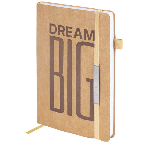 Ежедневник недатированный А5 138х213 мм BRAUBERG "BeStyle", под кожу, резинка, держатель, 160 л., песочный, 116216 - фото 1