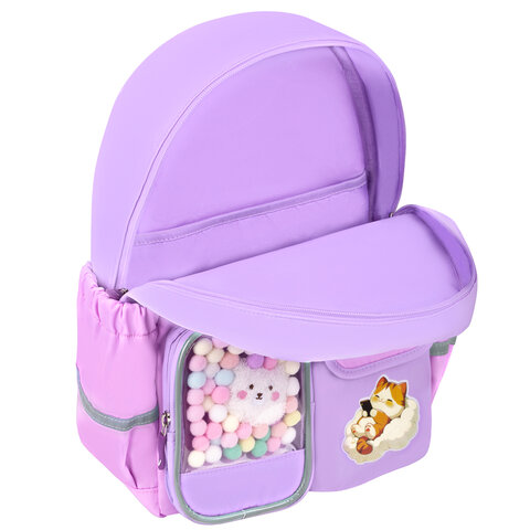 Рюкзак BRAUBERG PASTEL с термонашивками в комплекте, "Not today", сиреневый, 40х29х14 см, 273127 - фото 6