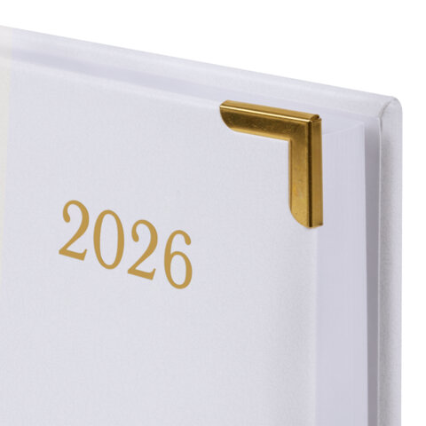 Ежедневник датированный 2026, А5, 138x213 мм, BRAUBERG "Senator", под кожу, белый, 117095 - фото 3