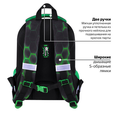 Ранец BRAUBERG KIDS START, 1 отделение, 2 кармана, "Green ball", 35х26х13 см, 272092 - фото 16