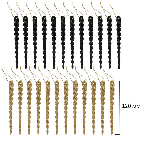 Шары новогодние ёлочные "Black&Gold", НАБОР 130 предметов, черный/золото, пластик, ЗОЛОТАЯ СКАЗКА, 592183 - фото 19