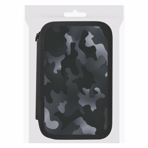 Пенал ПИФАГОР, 3 отделения, ламинированный картон, 19х11 см, "Black camo", 273489 - фото 7