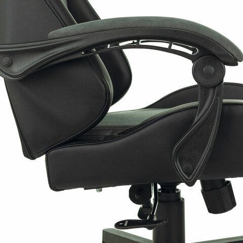 Кресло компьютерное BRABIX "Striker GM-121", синхромеханизм, 2 подушки, экокожа/велюр, черное/серое, 532961 - фото 15