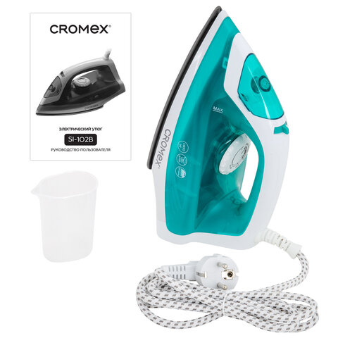 Утюг паровой CROMEX (КРОМЕКС) SI-102B, 1400 Вт, антипригарное покрытие, паровой удар, самоочистка, компактный, зеленый/белый, 458313 - фото 9