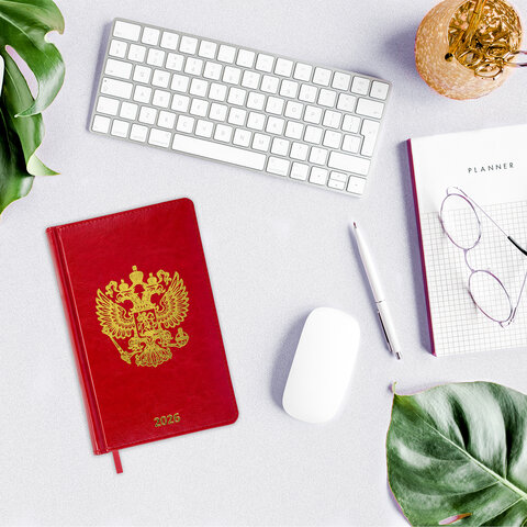 Ежедневник датированный 2026 А5 138х213 мм, BRAUBERG "State", под кожу, красный, 117414 - фото 13