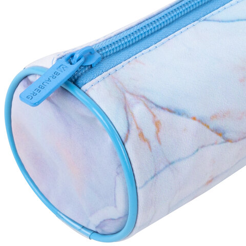 Пенал-тубус BRAUBERG, с эффектом Soft Touch, мягкий, "Blue marble", 22х8 см, 271570 - фото 4