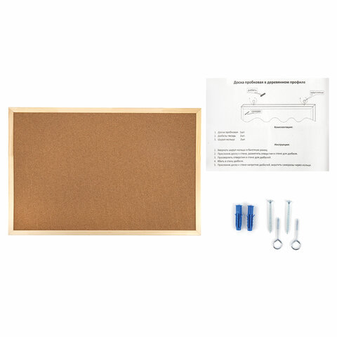 Доска пробковая для объявлений 60х90 см, деревянная рамка, ГАРАНТИЯ 10 ЛЕТ, РОССИЯ, BRAUBERG, 236860 - фото 7