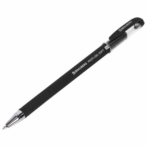 Ручка гелевая BRAUBERG "Profi-Gel SOFT", ЧЕРНАЯ, линия письма 0,4 мм, стандартный наконечник 0,5 мм, прорезиненный корпус SOFT-TOUCH, 144129 - фото 5