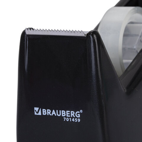 Диспенсер для клейкой ленты шириной до 26 мм, ЧЕРНЫЙ (лента в подарок!), утяжеленный большой, BRAUBERG, 701459 - фото 4
