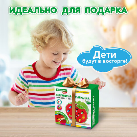 Сортер-рыбалка магнитный деревянный развивающий "Яблоко", BRAUBERG KIDS, 665244 - фото 16