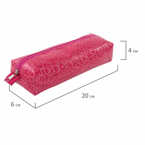 Пенал-косметичка BRAUBERG, "крокодиловая кожа", 20х6х4 см, "Ultra pink", 270850 - фото 8