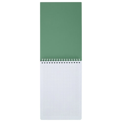 Блокнот А5, 80 л., силиконовый гребень, обложка пластик, клетка, BRAUBERG, зеленый, 117560 - фото 6