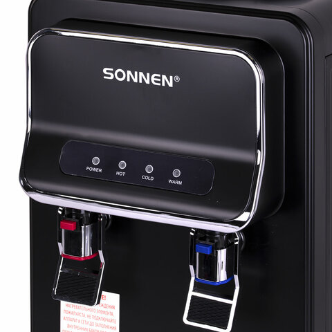 Кулер для воды SONNEN TSE-02WB, настольный, НАГРЕВ/ОХЛАЖДЕНИЕ ЭЛЕКТРОННОЕ, 2 крана, черный, 456174 - фото 4