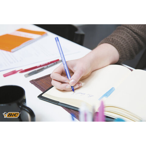 Ручки шариковые BIC "Round Stic", НАБОР 3 шт., СИНИЕ, узел 1 мм, линия письма 0,32 мм, пакет, 9021522 - фото 6