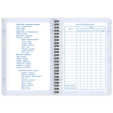 Дневник для музыкальной школы 48 листов, гребень, пластиковая обложка, картон, BRAUBERG, "МИКС", 107519 - фото 16