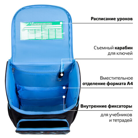 Ранец ПИФАГОР BASIC, 1 отделение, 3 кармана, эргономичная спинка, "Angry shark", 35х28х18 см, 272044 - фото 16