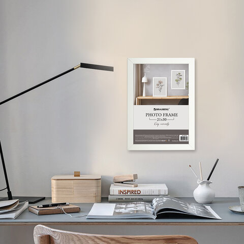 Рамка 21х30 см небьющаяся, аналог IKEA, багет 21 мм, МДФ, BRAUBERG "Idea", белая, 391370 - фото 7