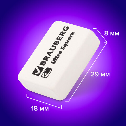 Ластики BRAUBERG "Ultra Square" 6 шт., размер ластика 29х18х8 мм, белые, натуральный каучук, 229603 - фото 7