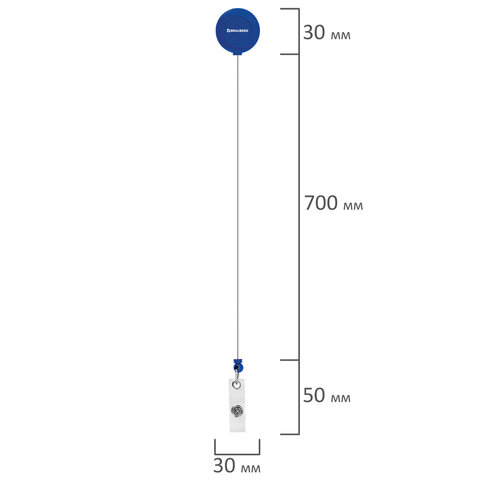 Бейдж вертикальный (85х54 мм), с рулеткой 70 см с клипом, СЛАЙДЕР, синий, BRAUBERG EXTRA, 238844 - фото 6