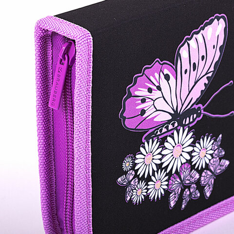 Пенал BRAUBERG с наполнением, 1 отделение, 1 откидная планка, 24 предмета, 21х14 см, "Flower butterfly", 271524 - фото 6