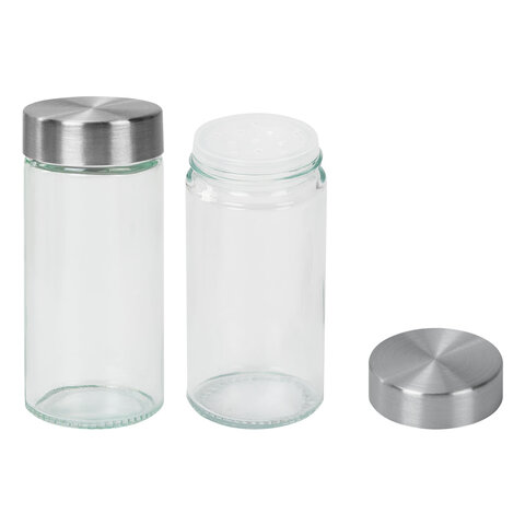 Набор для специй 2х100 мл, MAXI, солонка + перечница, стекло/сталь, круглые, WEGLA (ВЕГЛА), 700230 - фото 2