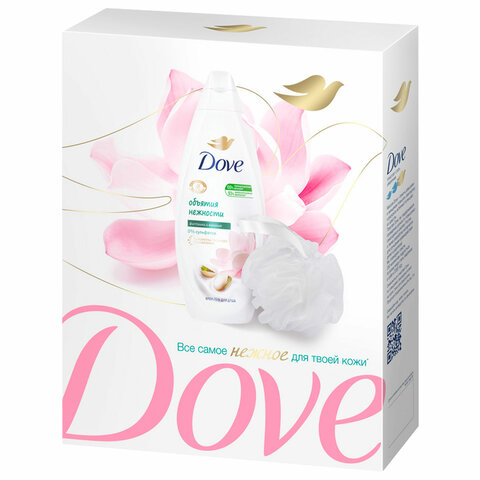 Подарочный набор DOVE "Фисташковый крем": крем-гель для душа 250 мл + мочалка для тела - фото 4