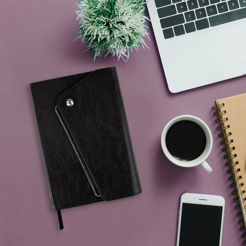 Ежедневник датированный 2026, А5, 145х213 мм, BRAUBERG "Jacket", под кожу, клапан, держатель, черный, 117399 - фото 14