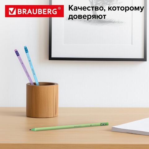 Набор карандашей чернографитных с ластиком BRAUBERG "PASTEL" 12 шт., HB, 181997 - фото 13
