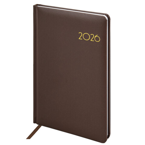 Еженедельник датированный 2026, А5, 145х215 мм, BRAUBERG "Select", балакрон, коричневый, 117183 - фото 1