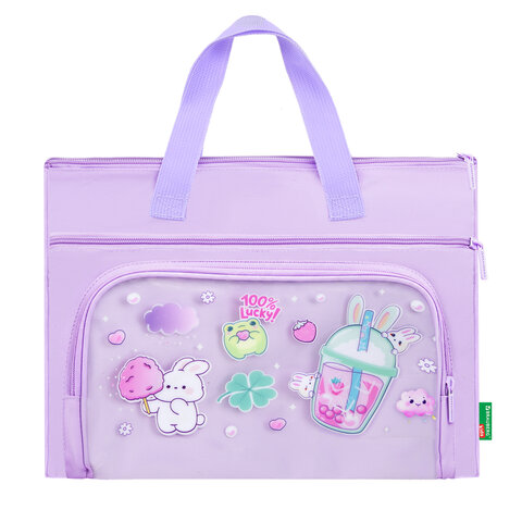 Папка на молнии с ручками BRAUBERG KIDS, ПВХ-карман, 27x35 см, "Ягодный коктейль", 274474 - фото 1