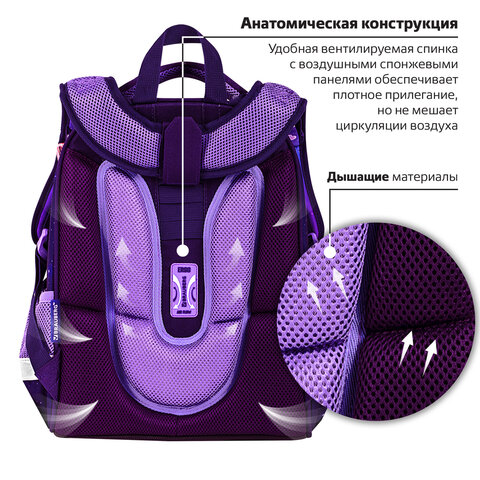 Ранец BRAUBERG PREMIUM, 2 отделения, с брелоком, "Anime cat", 38х29х16 см, 272017 - фото 12