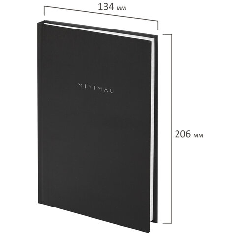 Блокнот А5 134х206 мм, 80 л., твёрдый, клетка, BRAUBERG "Minimal", черный, 116436 - фото 2