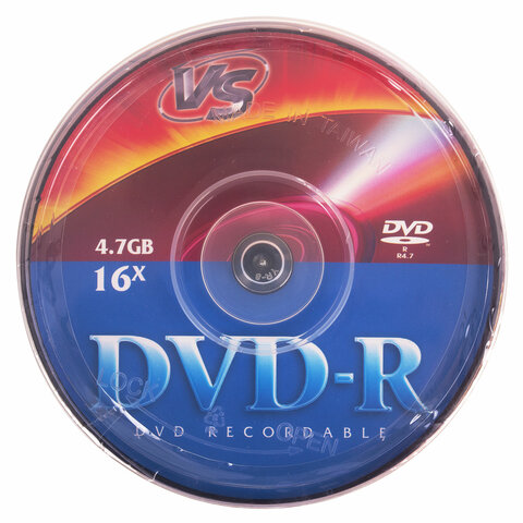 Диски DVD-R VS, 4,7 Гб, 16x, Cake Box (упаковка на шпиле), КОМПЛЕКТ 50 шт., VSDVDRCB5001 - фото 1