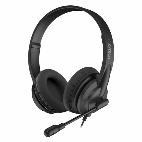 Наушники с микрофоном (гарнитура) A4TECH HU-10, проводные, 2 м, USB, черные, 1611400 - фото 1