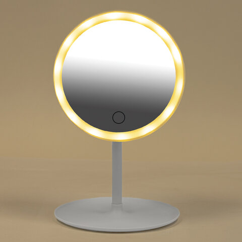 Зеркало настольное с LED-подсветкой для макияжа, диаметр 17 см, 3 режима свечения, аккумулятор 800 mAh, цвет белый, WBZ (ВБЗ), 609332 - фото 7
