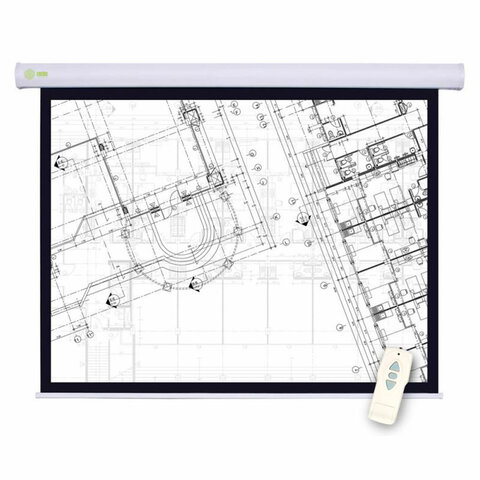 Экран Cactus Motoscreen CS-PSM-180x180, 180x180 см, 1:1, настенно-потолочный моторизованный, белый - фото 1