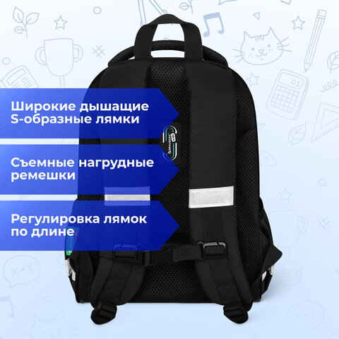 Ранец BRAUBERG KIDS START, 1 отделение, 2 кармана, "Герой в космосе", СВЕТЯЩИЙСЯ, 35х26х13 см, 274408 - фото 15
