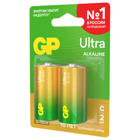 Батарейки КОМПЛЕКТ 2 шт., GP Ultra G-Tech, С (LR14, 14А), алкалиновые, блистер, 14AU-2CR2 - фото 5