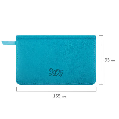 Еженедельник датированный 2026, МАЛЫЙ ФОРМАТ 95х155 мм, А6, BRAUBERG "Rainbow", под кожу, бирюза, 117189 - фото 2