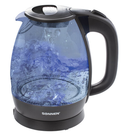 Чайник SONNEN KT-1786, 1,7 л, 2200 Вт, закрытый нагревательный элемент, стекло, 453422 - фото 7