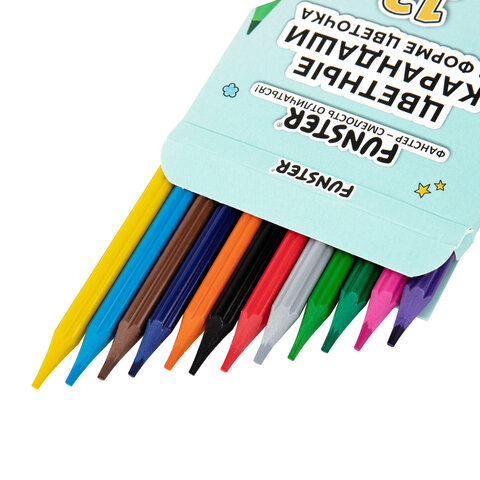 Карандаши цветные FUNSTER (ФАНСТЕР), 12 цветов, фигурный корпус в форме цветочка, 182069 - фото 4