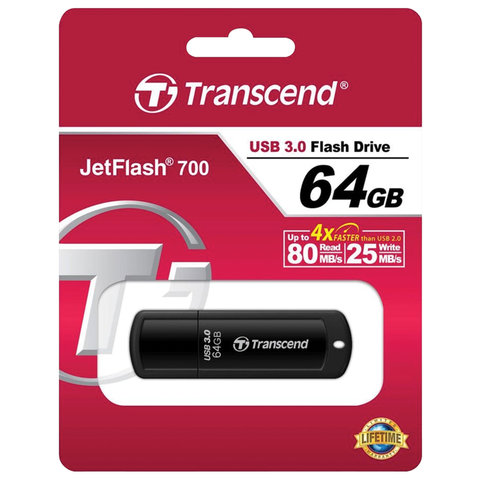 Флеш-память Transcend JetFlash 700, 64Gb, USB 3.1 G1, чер, TS64GJF700 - фото 3