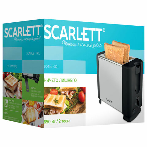 Тостер SCARLETT SC-TM11012, 650 Вт, 2 тоста, 6 режимов, металл/пластик, черный/серебро - фото 5