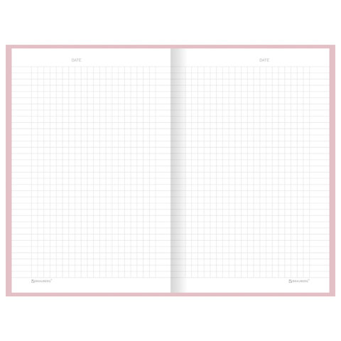 Блокнот А5 134х206 мм, 80 л., твёрдый, клетка, BRAUBERG "Minimal", розовый, 116441 - фото 5