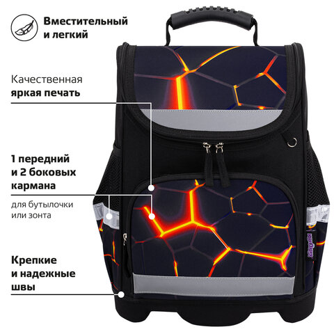 Ранец ЮНЛАНДИЯ WISE, 1 отделение, 3 кармана, устойчивое дно, Volcano split, 37х29х15 см, 273162 - фото 13