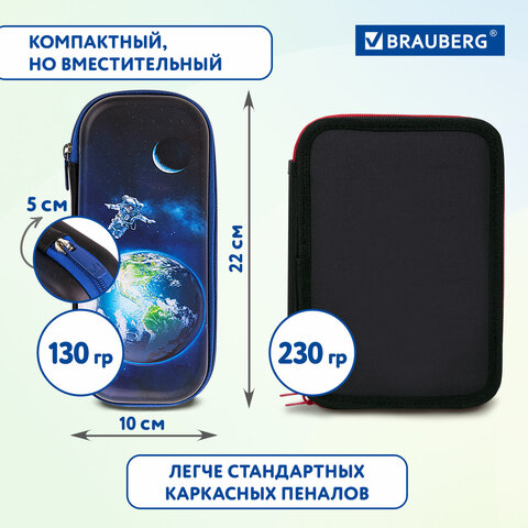 Пенал BRAUBERG, 1 отделение, 1 откидная планка, EVA, 22х10х5 см, "Planet", 272336 - фото 12