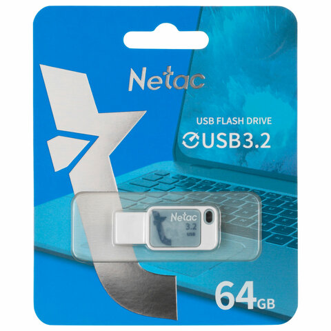 Флеш-диск 64 GB NETAC UA31, USB 3.2, голубой, NT03UA31N-064G-32BL - фото 1
