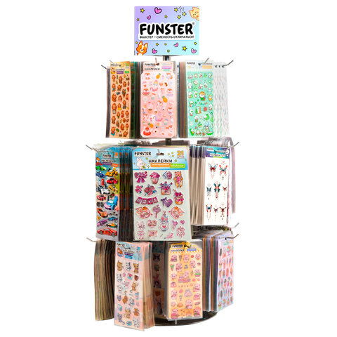 Стойка-вертушка настольная FUNSTER, 80х47 см, 24 крючка, 3 вращающихся ряда, 507857 - фото 4