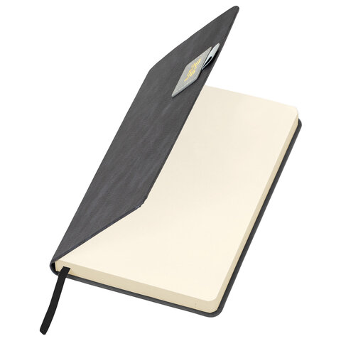 Ежедневник датированный 2026 А5 138х213 мм, BRAUBERG "Accent", под кожу, держатель, серый, 117385 - фото 3