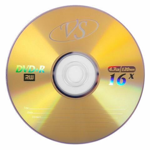 Диск DVD+R (плюс) VS, 4,7 Гб, 16х, бумажный конверт, КОМПЛЕКТ 5 шт., VSDVDPRK501 - фото 1